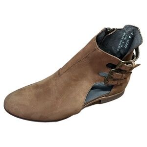 WOLVERINE Genuine Nubuck Leather Open Bootie Inside Zippers in Cognac Sz 7B